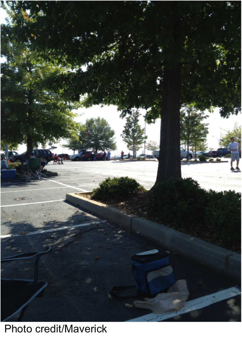 The parking lot before the game
